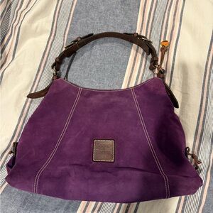 Purple Suede Shoulder Bag
